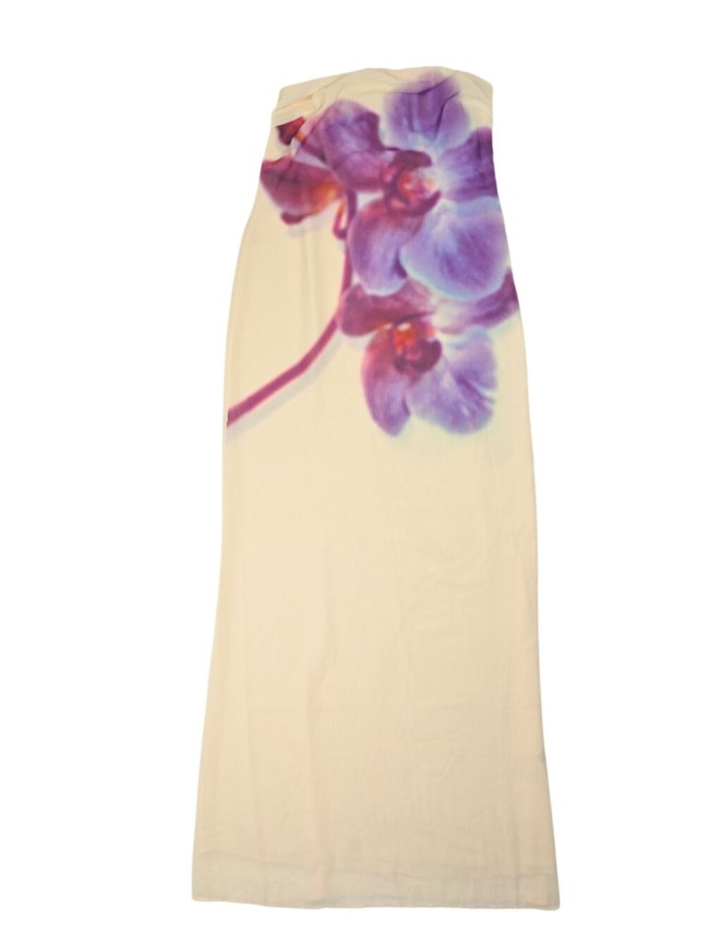 Meshki Amaya Strapless Chiffon Maxi Dress in Ivory Koi Orchid Print